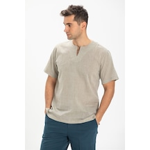 Kısa Kol Şile Bezi Bisiklet Yaka Erkek Tshirt Taş 3031