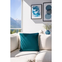 Kadife Kırlent Kılıfı Petrol V1 40x40 Petrol