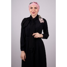 Hürrem Bone Pudra Pratik Hazır Geçmeli Tesettür Bone Sandy Kumaş Desenli Şifo (545491051) Pudra
