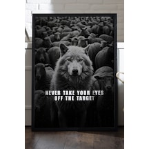 Kurt Motivasyon Siyah Ahşap Çerçeveli Poster, Dekoratif Hediyelik Duvar Tablosu