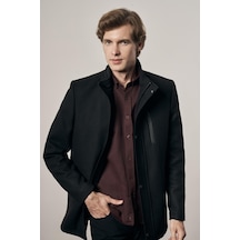 İmza Siyah Dik Yaka Tam Astar Classic Slim Fit Esnek Kaşe Kaban 1008255150 Siyah