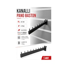 1 Adet - Kanallı Pano Baston Askılık 40 Cm Alüminyum Panel Uyumlu Mağaza Raf Askı Aparatı Siyah