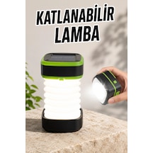 Hubrendy Tekno Katlanabilir Kamp Lambası Solar Fener Görünümlü 3 Kademeli Şarjlı AÇIK GRİ KAHVE KARIŞIMI