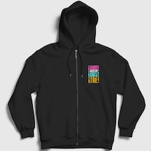 Presmono Unisex Uno Dos Tre Green Day Fermuarlı Kapüşonlu Sweatshirt Siyah