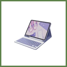 Bezos İpad 10.2 9.nesil Kılıf Kc01 Smart Klavyeli Tablet Kılıfı - Derin Mor Hb006