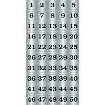 1-50 Kapı, Masa, Dolap Numarası Gümüş Metal Etiket 5x5 Cm