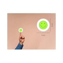 Yeşil Emoji Gülen Suratlar Etiketleri Sevimli Gülümseyen Yüz Yuvarlak Mat Sticker 3 Cm 95 Adet Çok Renkli