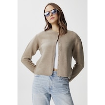 Ritnice Kadın Nina Bisiklet Yaka Vizon Basic Hırka Bordo
