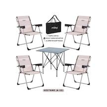 4 Adet Katlanır Kamp Sandalyesi Ve Alüminyum Masa Seti - Rock Dark - Kestane - Taşıma Çantalı Çok Renkli