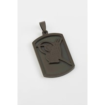 Zenviac456 Tuğra Çelik Kolye Ucu 3,5 Cm Zenviac45678 Siyah