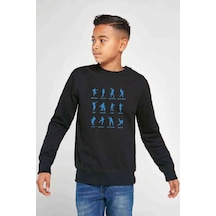 Tshirthane Fortnite Dans Baskılı Unisex Çocuk Siyah Sweatshirt Siyah
