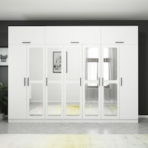 Kale 7 Kapaklı 4 Çekmeceli Aynalı Zincir Dolap-yüklük - Beyaz 235cm Beyaz