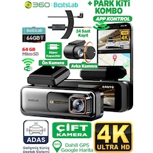 360+ Botslab G980H Pro ADAS Ön 4K UHD Arka 2K QHD 170° Geniş Açı Gece Görüşü Gps+WiFi Araç İçi Kamera +Park Kiti