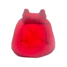 Süslüpati Kullanışlı Yıkanabilir Kumaş Silikon Elyaf Dolgulu Kedi Köpek Yatağı Kırmızı 52x56cm