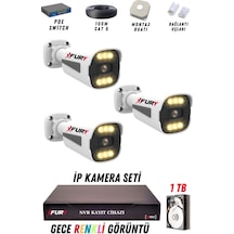 Fury 3 Kameralı Ip Güvenlik Kamerası Seti 4mp Gece Renkli Su Geçirmez 1506 1tb