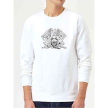 Bohemian Rhapsody Logo Baskılı Beyaz Erkek Örme Sweatshirt