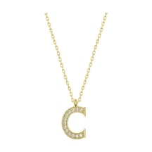 Gümüş Gold C Harfi Kadın Kolye (547056806)
