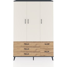 Hyperion Dolap 5 Raflı 5 Çekmeceli Tek Askılı 132x44x195 Antrasit-aytaşı/çam Aytası/atlas Çam