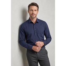 Torivalli Collection Klasik Kesim Regular Fit Tek Cepli Kolay Ütülenebilen Mevsimlik Uzun Kollu Düz Renk Erkek Gömlek Lacivert