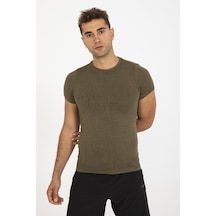 Maraton Active Slimfit Erkek Bisiklet Yaka Kısa Kol Koşu Haki T-Shirt 821075-Haki