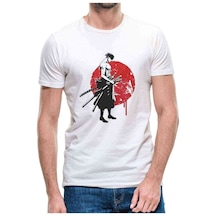 Anime One Piece Ninja Kılınç Baskılı Beyaz Erkek Tshirt