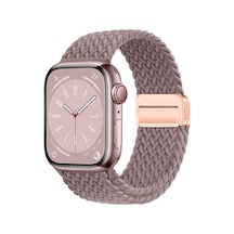 Ekılıf - Apple Uyumlu  Watch 42mm - Kordon Örgü Tasarımlı Hasır Kordon Strap Kayış - Krd-124 - Mor - T36078