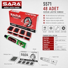 Sara S571 Soğuk Lastik Yaması 48 Adet, Yapıştırıcı Dahil Iç Lastik Tamir Seti