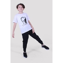 Atatürk Ve Imza Baskılı Ay Yıldız Desenli Uzun Kol Unisex Siyah Takım Siyah