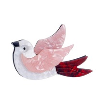 Blucome Akrilik Broş Kadınlar İçin Uçan Kuş Pembe Tüy Kırmızı Kuyruk Broş Kadın Yüksek Kaliteli Genç Kız Takısı Çanta Elbise Pembe