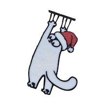 3d Baskı Kırmızı Noel Şapkalı Beyaz Tırmanan Kedi Kitap Ayracı - 7 Adet