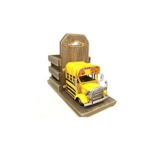 Dekoratif Metal Araba Okul Otobüsü Kalemlik C0790 Kırmızı