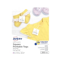 Yazdırılabilir Boş Kare Hediye Etiketleri, Sure Feed, 3,8 Cm X 3,8 Cm, Beyaz, 200 Özelleştirilebilir İpli Etiket 22849 Diğer
