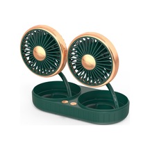 Universal Araç Soğutma Fanı Usb Çift Kafalı Pano Fanı 360 Derece Dönebilen Suv Rv Tekne Oto Araçları İçin 3 Hızlı Fanlar - Siyah / Yeşil / Altın