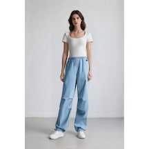 Defacto Jogger Yüksek Bel Bilek Boy Paraşüt Jean Pantolon C1321AX24SMNM39 Mavi