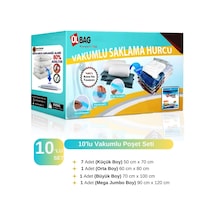 Tr 10'lu Vakumlu Saklama Poşeti 7 Ad. L + 1 Ad. Xl + 1 Ad Xxl + 1 Ad Jumbo Vakumlu Poşet - Vakumlu Hurç - Vakumlu T