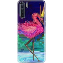 Oppo A31 Kılıf Silikon Queen Flamingo 1748 Siyah