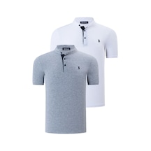 İkili Set T8560 Dewberry Erkek T-shırt-açık Gri-kar Beyaz