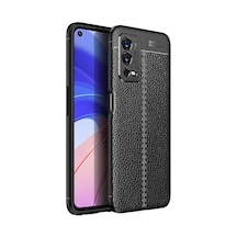 Oppo A55 4g Kılıf Deri Görünümlü Silikon Kamera Korumalı Üstün Koruma Pazarplus Siyah