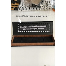 Tesbih Kenti Erkek İçin Ahşap Kutuda Kişiye Özel Yazılı Kedi Gözü Fosforlu Anahtarlık ve Tesbih