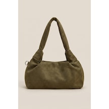 Vellabags Kadın Haki Soft Deri Baget Çanta Minimal Şık Omuz Çantası Haki Yeşil