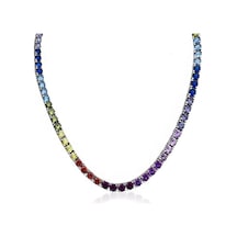 Masaliko 3mm Multicolor Gümüş Kolye Ms2881, 925 Ayar Kadın Gümüş Kolye Gümüş