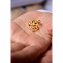 925 Ayar Gümüş Gold Kaplama Renkli Mineli Yıldız Halka Küpe