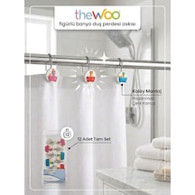 The Woo Sevimli Figürlü Banyo Duş Perdesi Askısı 12'li Set Çok Renkli The Woo Sevimli Figürlü Banyo Duş Perdesi Askısı 12'li Set Çok Renkli