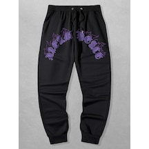 Guys Letter Fire Graphic Drawstring Eşofman Altı Siyah