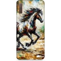 Samsung Galaxy A7 2018 Uyumlu Sıçrayan Güçlü Vahşi At Desenli Silikon Kılıf Çok Renkli