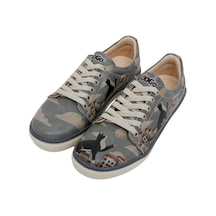 Kadın Vegan Deri Mavi Sneakers - Over The Moon Tasarım Çok Renkli