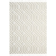 Loop Lp024w Gri Halı Dekoratif Sisal Yumuşak Bukleli Tozsuz Salon Halısı Yatak Odası Iskandinav-848 Beyaz