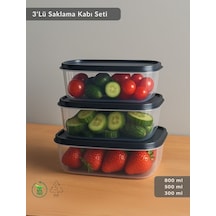 Jet's Home Dikdörtgen 3'lü Saklama Kabı Bpa Free Derin Dondurucu İçin Uygun Beslenme Kabı 800-500-300 Ml Şeffaf