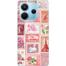 Redmi Note 14 4g Uyumlu Pembe Posta Pulları Baskılı Silikon Kılıf Renkli