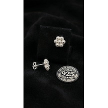 925 Ayar Geleneksel Telkari El İşçiliği Midyat Bereket Serisi Çiçek Çivili Gümüş Küpe - 8mm Rze10356